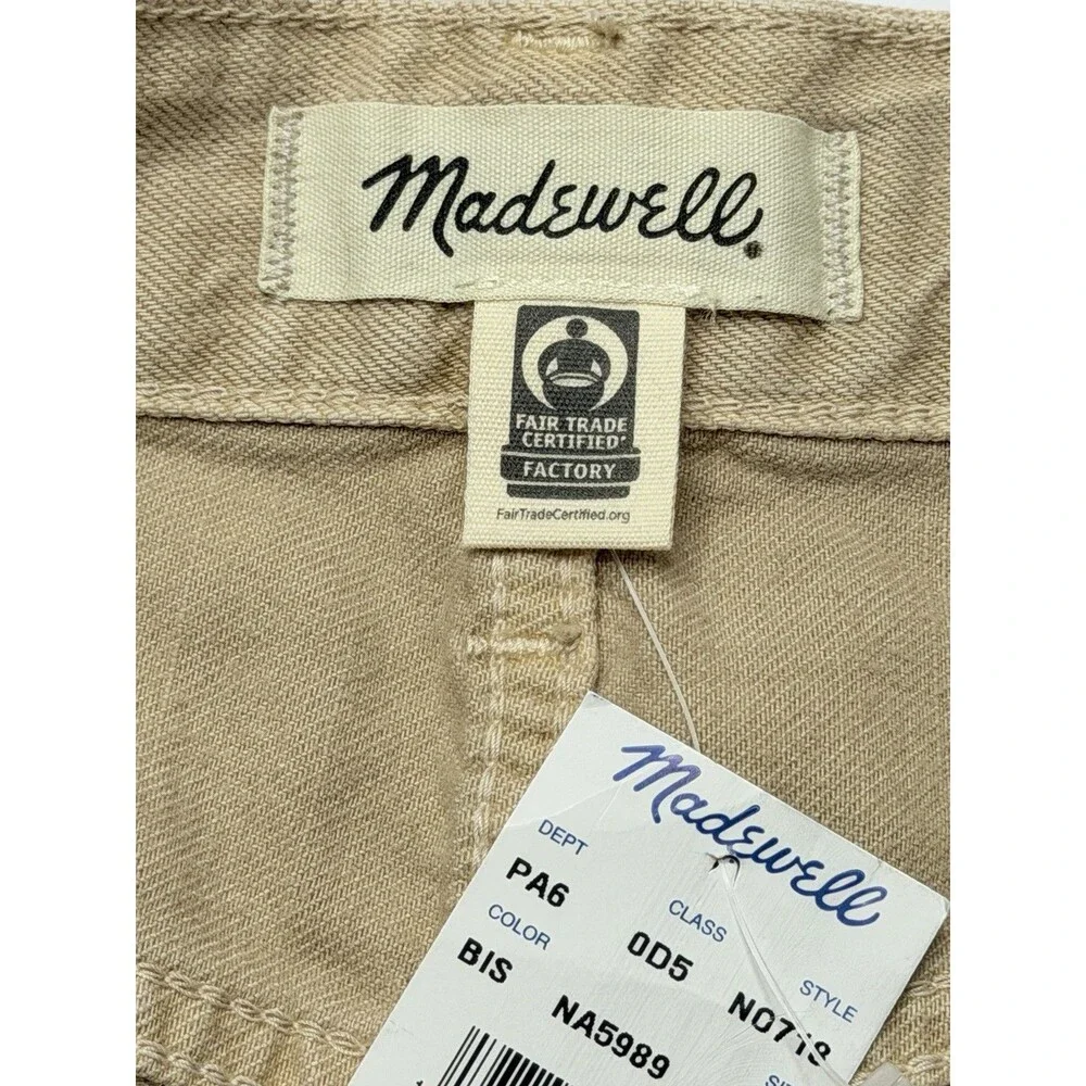Madewell Baggy Jean Shorts Women's 32 Beige High Rise Denim Shorts NWT